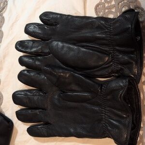 Black leather gloves